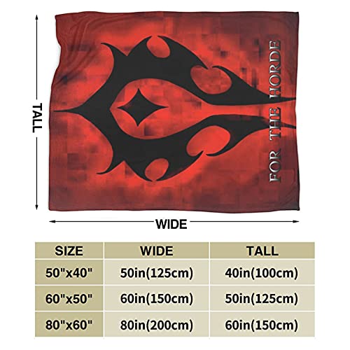 for The Horde World of Warcraft Throw Blanket Soft Micro Microfiber Light Weight Warm Fleece Throw Blanket Three Sizes (Black, 80"x60")