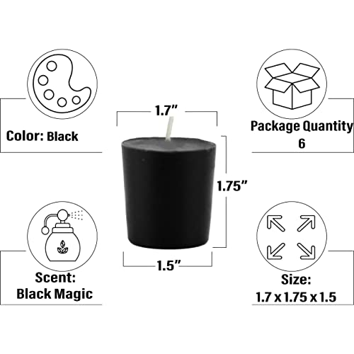 CandleNScent Black Magic Votive Candles | Scented - 15 Hour Burn Time - Made in USA (Pack of 6)