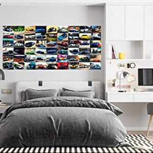 LIYA 50PCS Car Aesthetic Pictures Wall Collage Kit, Sports Car Wall Decor, Teen Boy Room Decor, Posters for Boys Room, Bedroom Wall Decor, Trendy Wall Prints Kit, Boys Room Decor, Car Small Posters for Teen Boys Men Guys Room Dorm Bedroom Decor Wall Art S