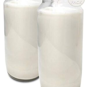 Hyoola 7 Day White Prayer Candle in Glass Jar- 2 Pack - Memory Candle for Religious, Memorial, Vigil and Emergency - 100% Vegetable Oil Wax