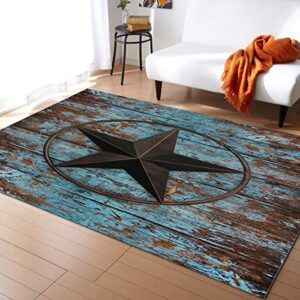 Large Area Rugs 2' x 3' Throw Carpet Floor Cover Nursery Rugs For Children/Kids, Western Tes Star Wooden Rustic Distress Country Board Modern Kitchen Mat Runner Rugs For Living Room/Bedroom