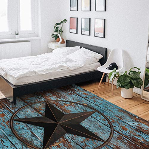 Large Area Rugs 2' x 3' Throw Carpet Floor Cover Nursery Rugs For Children/Kids, Western Tes Star Wooden Rustic Distress Country Board Modern Kitchen Mat Runner Rugs For Living Room/Bedroom