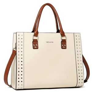bostanten women leather handbags concealed carry purses top handle satchel shoulder bag work tote beige