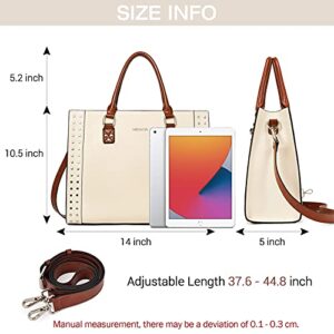 BOSTANTEN Women Leather Handbags Concealed Carry Purses Top Handle Satchel Shoulder Bag Work Tote Beige