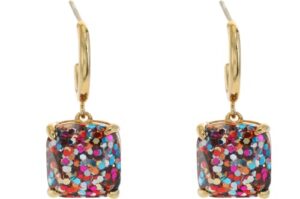 kate spade new york mini small square huggies earrings multi glitter one size