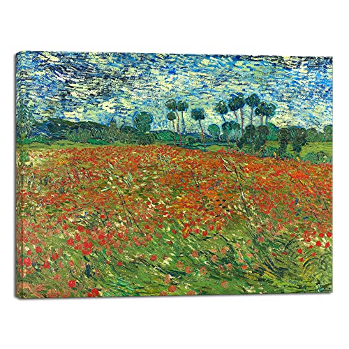 Wieco Art Poppy Field June 1890 Canvas Print of Vincent Van Gogh Wall Art Paintings Reproduction Field Pictures Artwork for Wall Decor and Home Decorations