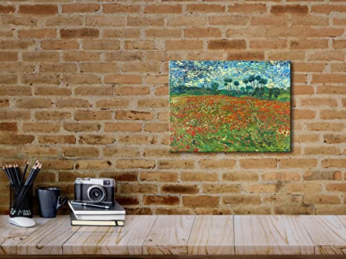 Wieco Art Poppy Field June 1890 Canvas Print of Vincent Van Gogh Wall Art Paintings Reproduction Field Pictures Artwork for Wall Decor and Home Decorations