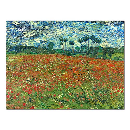 Wieco Art Poppy Field June 1890 Canvas Print of Vincent Van Gogh Wall Art Paintings Reproduction Field Pictures Artwork for Wall Decor and Home Decorations