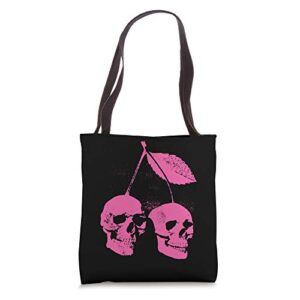 cherry skulls pastel goth kawaii punk tote bag