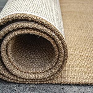 Chardin home – Oceanside Rug – 100% Recycled Polyester Indoor/Outdoor 5x7 feet Area Rug. Color: Golden Brown/Beige.