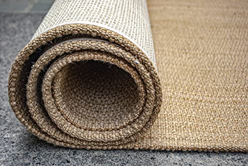 Chardin home – Oceanside Rug – 100% Recycled Polyester Indoor/Outdoor 5x7 feet Area Rug. Color: Golden Brown/Beige.