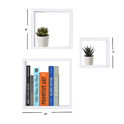 Home Basics 3 Piece MDF Floating Wall Cubes (1, White) | Shadow Box Frames are Perfect for Any Room | Frame Your Favorite Items on Display