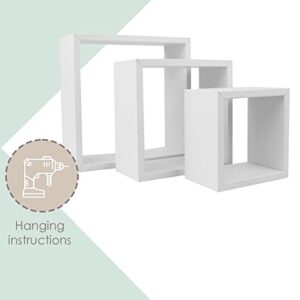 Home Basics 3 Piece MDF Floating Wall Cubes (1, White) | Shadow Box Frames are Perfect for Any Room | Frame Your Favorite Items on Display