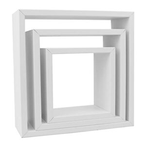 Home Basics 3 Piece MDF Floating Wall Cubes (1, White) | Shadow Box Frames are Perfect for Any Room | Frame Your Favorite Items on Display