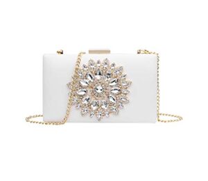 l-cool cute diamond evening clutch purse shoulder bag crossbody handbag with chain for women (white)