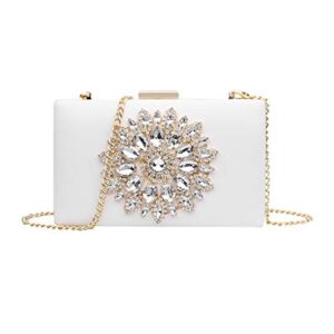 L-COOL Cute Diamond Evening Clutch Purse Shoulder Bag Crossbody Handbag With Chain For Women (White)