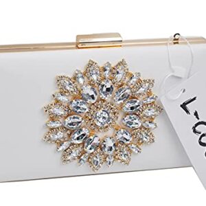 L-COOL Cute Diamond Evening Clutch Purse Shoulder Bag Crossbody Handbag With Chain For Women (White)