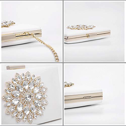 L-COOL Cute Diamond Evening Clutch Purse Shoulder Bag Crossbody Handbag With Chain For Women (White)