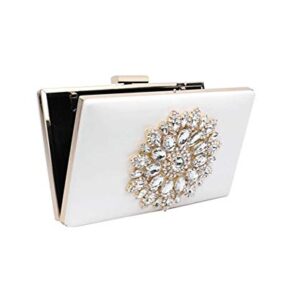 L-COOL Cute Diamond Evening Clutch Purse Shoulder Bag Crossbody Handbag With Chain For Women (White)