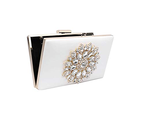 L-COOL Cute Diamond Evening Clutch Purse Shoulder Bag Crossbody Handbag With Chain For Women (White)