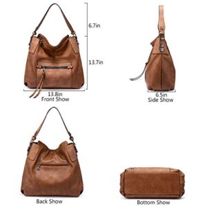 Realer Hobo Bag Women Purse Handbag Large Crossbody Bag Womens Shoulder Bag (Brown)