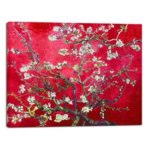 wieco art red almond blossom tree vincent van gogh paintings reproduction canvas prints wall art for home decor and wall decor classical flowers pictures artwork