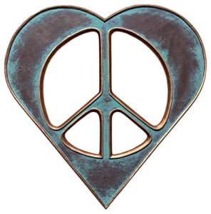heart/peace sign wall decor art – 12″ rustic hippie love plaque