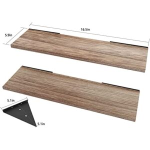 ROSEYAT Wood Floating Shelves for Wall Décor, Rustic Wood Wall Shelf for Bathroom, Bedroom, Living Room, Laundry, Kitchen Storage & Decoration, Floating Bathroom Shelf Set of 2 (Paulownia)