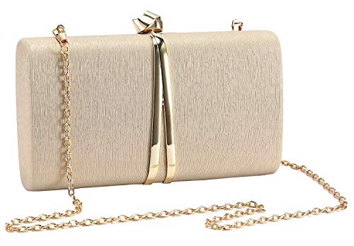 Pinprin Women’s Evening Clutch Bag Elegant Cocktail Bridal Handbag Wedding Party Purse (Gold)