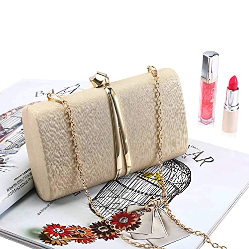 Pinprin Women’s Evening Clutch Bag Elegant Cocktail Bridal Handbag Wedding Party Purse (Gold)