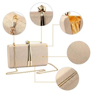 Pinprin Women’s Evening Clutch Bag Elegant Cocktail Bridal Handbag Wedding Party Purse (Gold)