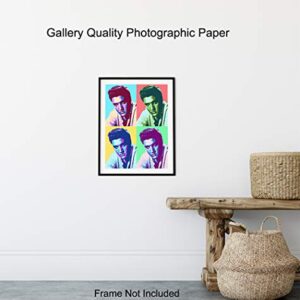 Elvis Poster - 8x10 Andy Warhol Pop Art Modern Wall Decor - Decoration for Bedroom, Living Room, Office - Cool Gift for Country Music, Nashville, Graceland Fans - UNFRAMED Print