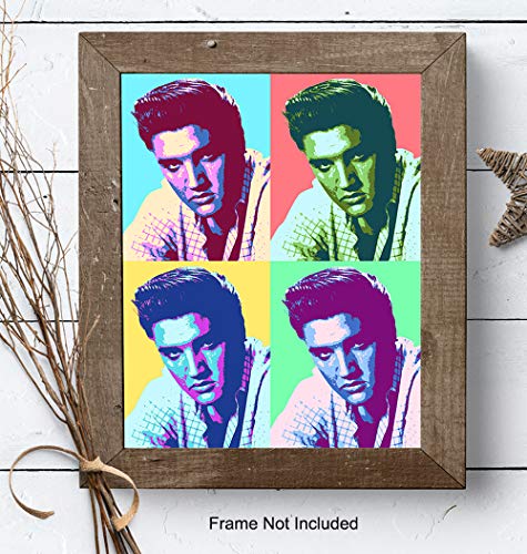 Elvis Poster - 8x10 Andy Warhol Pop Art Modern Wall Decor - Decoration for Bedroom, Living Room, Office - Cool Gift for Country Music, Nashville, Graceland Fans - UNFRAMED Print