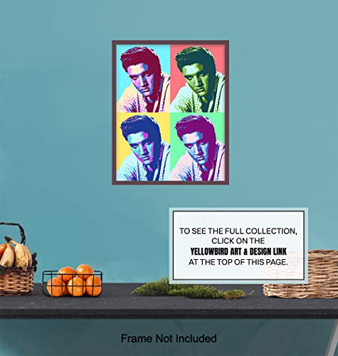 Elvis Poster - 8x10 Andy Warhol Pop Art Modern Wall Decor - Decoration for Bedroom, Living Room, Office - Cool Gift for Country Music, Nashville, Graceland Fans - UNFRAMED Print