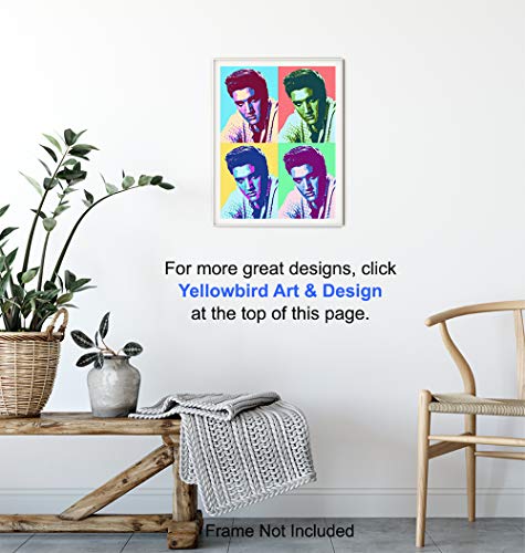 Elvis Poster - 8x10 Andy Warhol Pop Art Modern Wall Decor - Decoration for Bedroom, Living Room, Office - Cool Gift for Country Music, Nashville, Graceland Fans - UNFRAMED Print