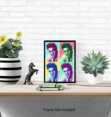 Elvis Poster - 8x10 Andy Warhol Pop Art Modern Wall Decor - Decoration for Bedroom, Living Room, Office - Cool Gift for Country Music, Nashville, Graceland Fans - UNFRAMED Print