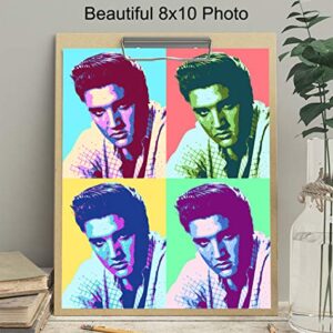 Elvis Poster - 8x10 Andy Warhol Pop Art Modern Wall Decor - Decoration for Bedroom, Living Room, Office - Cool Gift for Country Music, Nashville, Graceland Fans - UNFRAMED Print