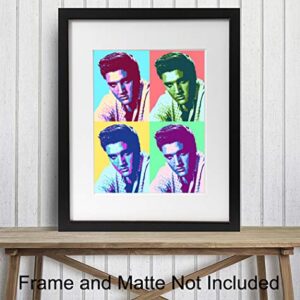 Elvis Poster - 8x10 Andy Warhol Pop Art Modern Wall Decor - Decoration for Bedroom, Living Room, Office - Cool Gift for Country Music, Nashville, Graceland Fans - UNFRAMED Print