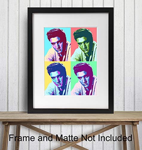 Elvis Poster - 8x10 Andy Warhol Pop Art Modern Wall Decor - Decoration for Bedroom, Living Room, Office - Cool Gift for Country Music, Nashville, Graceland Fans - UNFRAMED Print