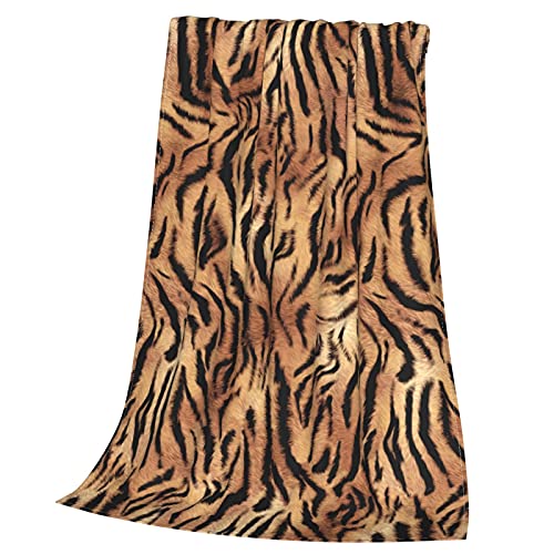 Animal Skin Tiger Print Soft Throw Blanket Super Soft Cozy Fleece Plush Reversible Blanket Size for Couch Bed Sofa Travelling Camping for Baby Adults Couch Sofa (50x40 Inches)