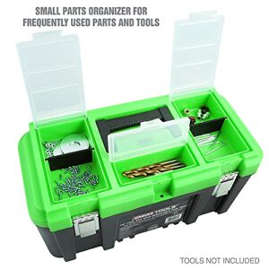 OEMTOOLS 22160 19" Tool Box with Removable Tool Tray, Security Slot for Padlocks, Easy Access Tool Box Multiple Compartments Lid, Max. Weight 40 Lb.