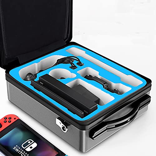 Azicok Carry Case for Nintendo Switch, Hard Shell with 24 Game Cartridges, Switch Consoles, Pro Controller & Accessories Protective Carrying Case for Travel, Black