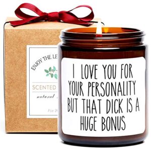 funny gifts for boyfriend husband, i love you for your personality scented candle, unique rude birthday anniversary father’s day gift valentine’s day gift for husband boyfriend him fiance men