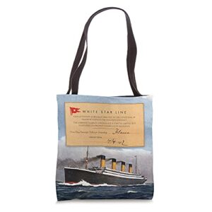 titanic ticket and ship sailing tote bag