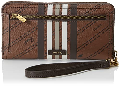 Fossil Women's Logan Faux Leather Wallet RFID Blocking Zip Around Clutch with Wristlet Strap, Print (Model: SL7828199)