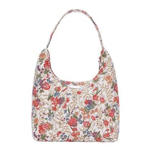 signare tapestry hobo shoulder bag slough purse for women with flower meadow design