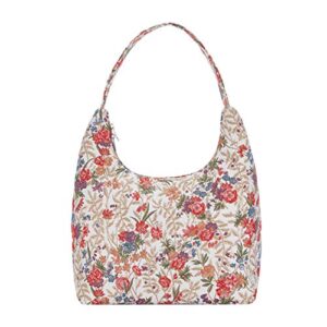 Signare Tapestry Hobo Shoulder bag slough purse for Women with Flower Meadow Design