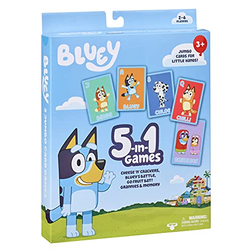 Bluey 5-in-1 Card Game Set - Includes 53 Jumbo Cards