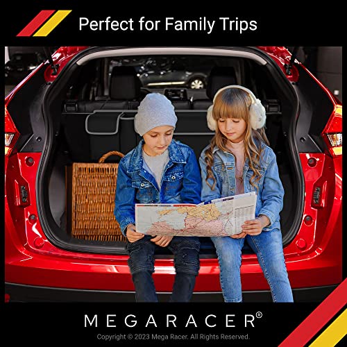 Mega Racer Black Trunk Organizer for Car, Truck, Van and SUV, 600D Polyester & Oxford Cloth Material, 4 Large Storage Pocket w/ 2 Adjustable Buckles and Magic Stick Support, Waterproof, 1 Piece