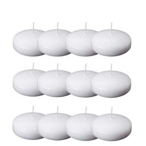 12pcs floating candles for centerpieces 4 hours 1.7 inch burning white unscented classic floating candles for weddings, parties,spa,house-warming,holiday and home decorations